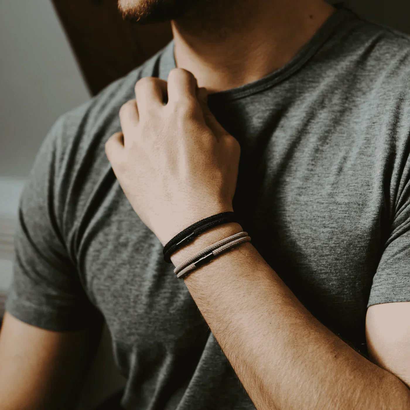 Milan Black Minimalist Wave Rope Bracelet - Mettz Signature