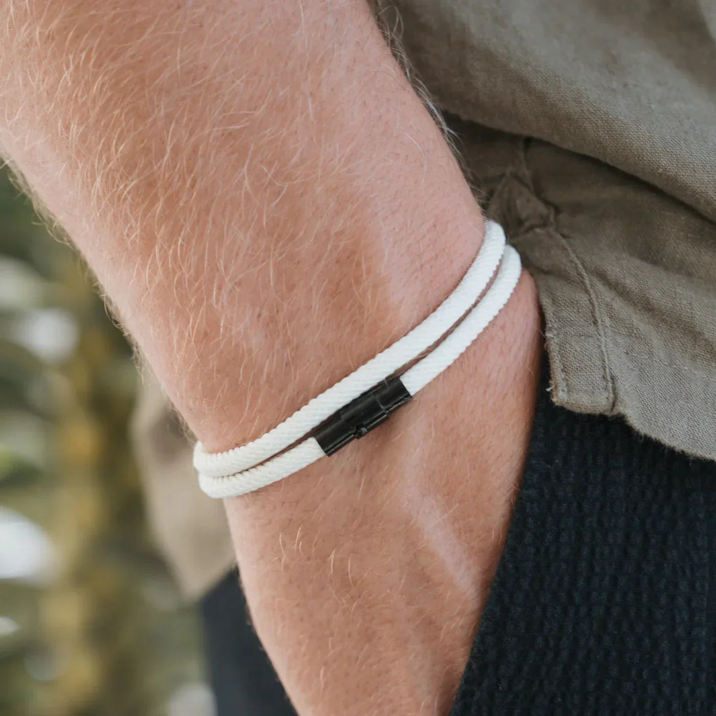 Milan White Minimalist Wave Rope Bracelet - Mettz Signature