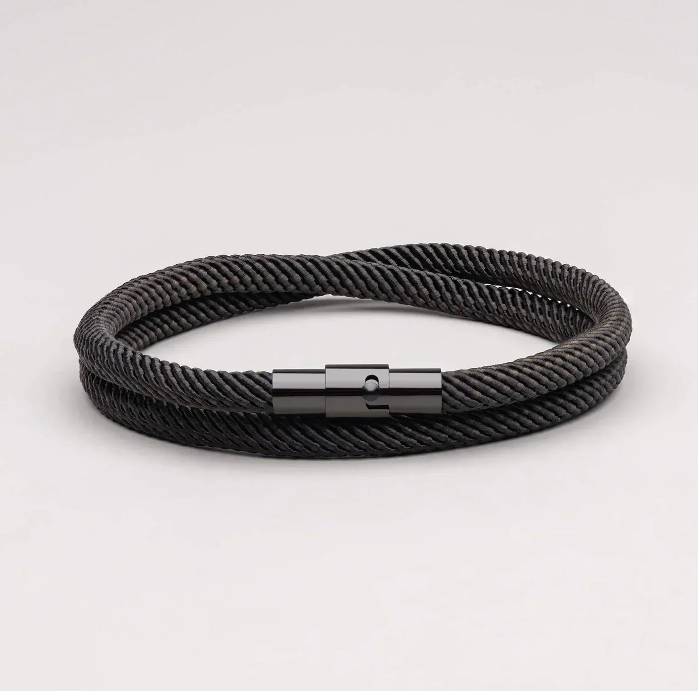 Milan Black Minimalist Wave Rope Bracelet - Mettz Signature