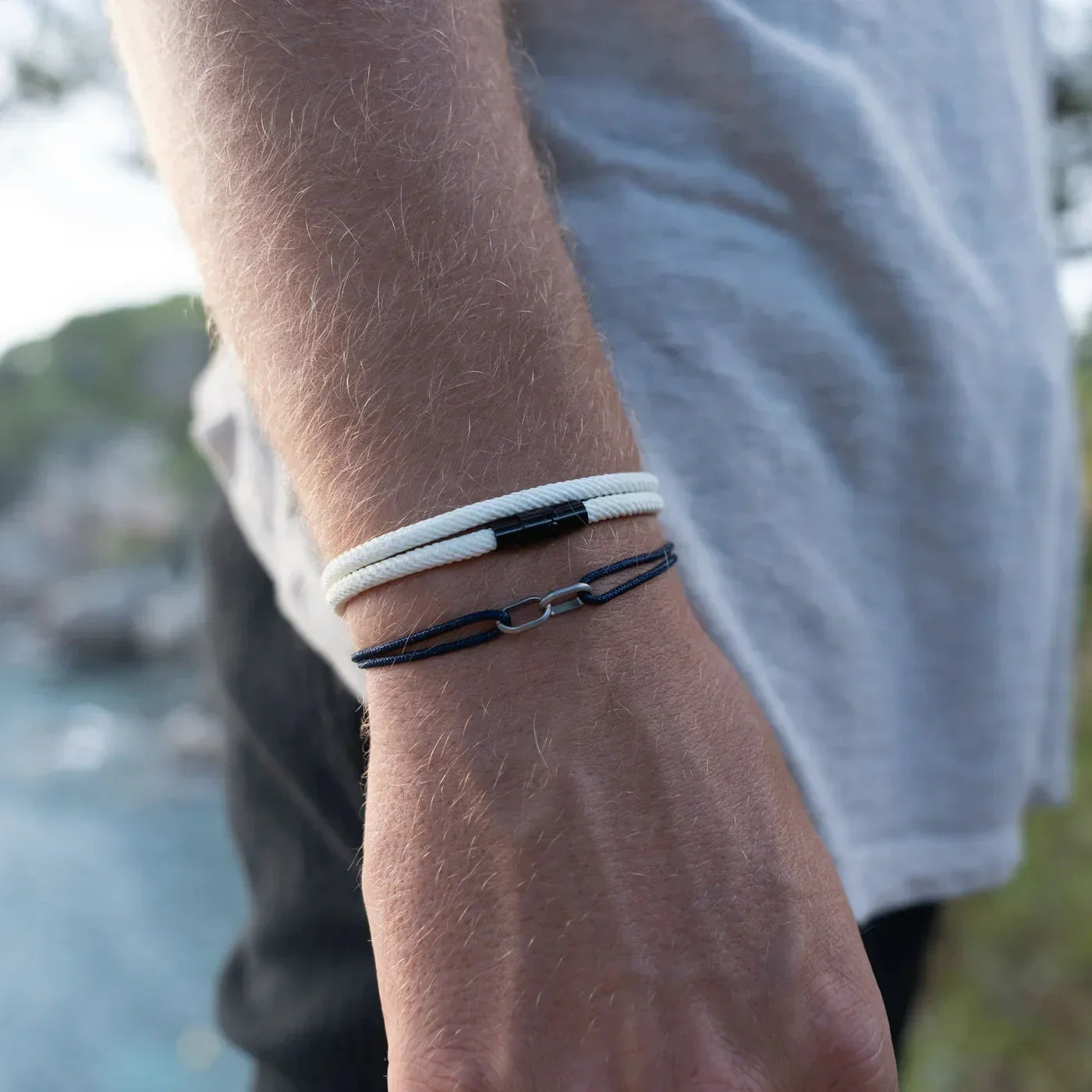 Milan White Minimalist Wave Rope Bracelet - Mettz Signature