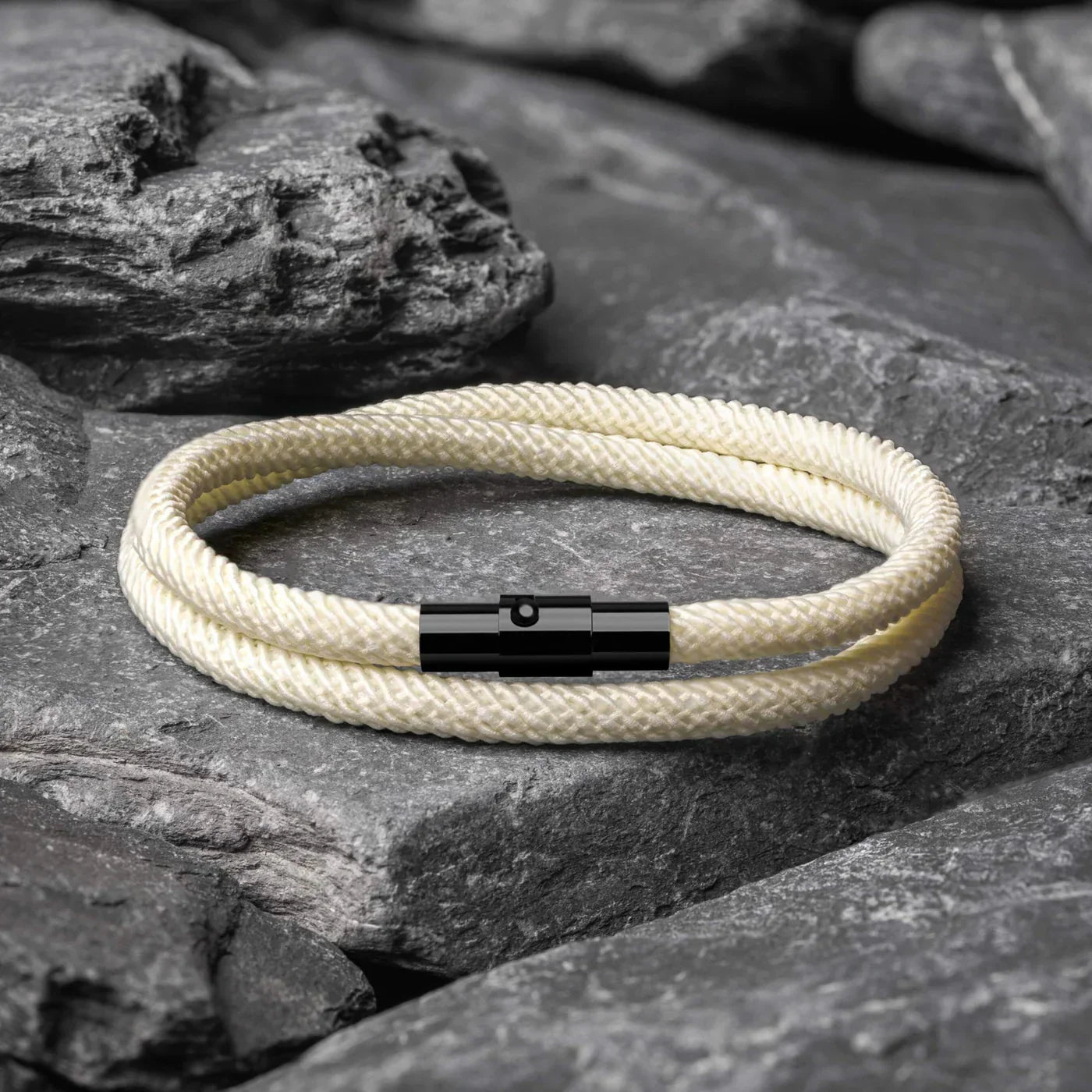 Milan White Minimalist Wave Rope Bracelet - Mettz Signature