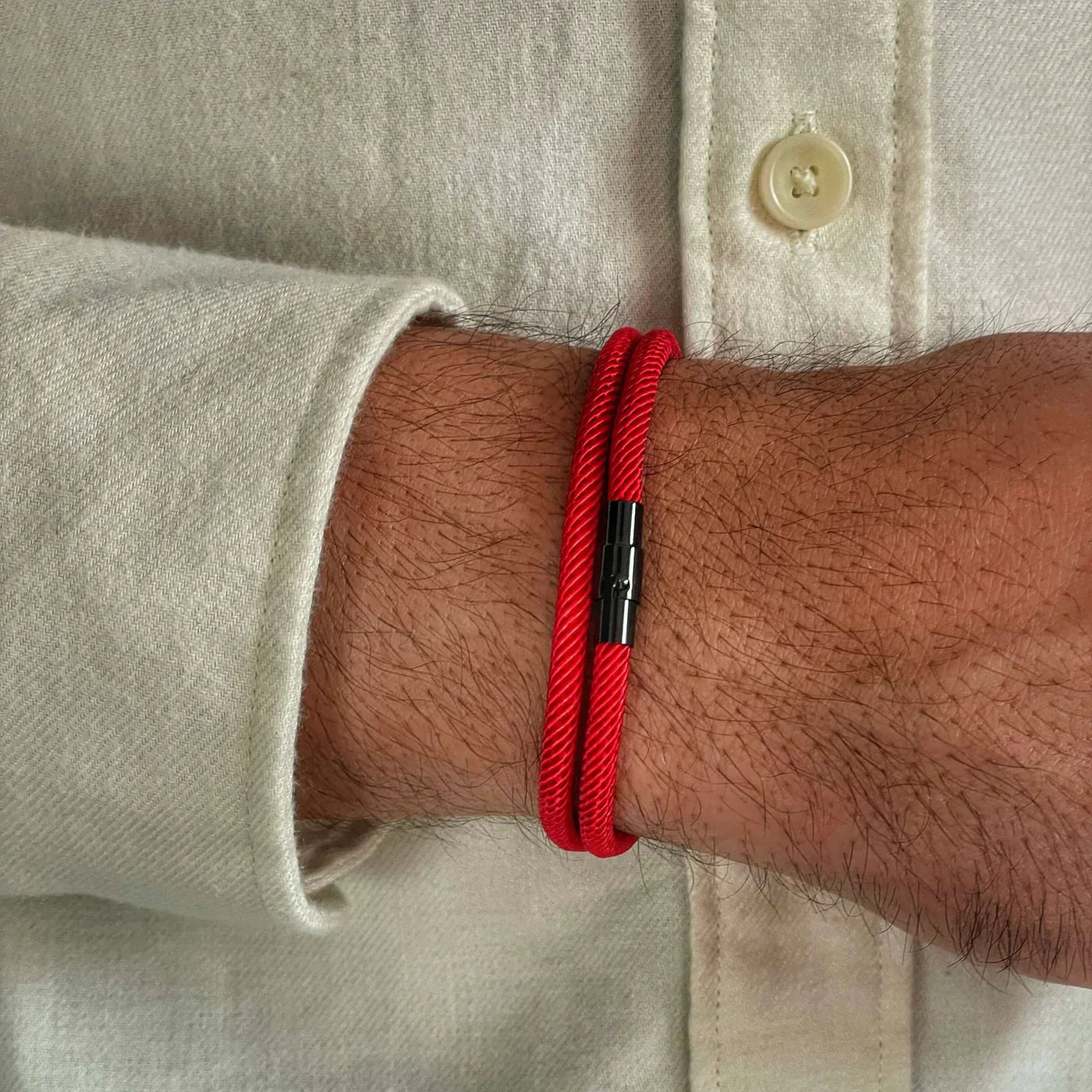 Milan Red Minimalist Wave Rope Bracelet - Mettz Signature