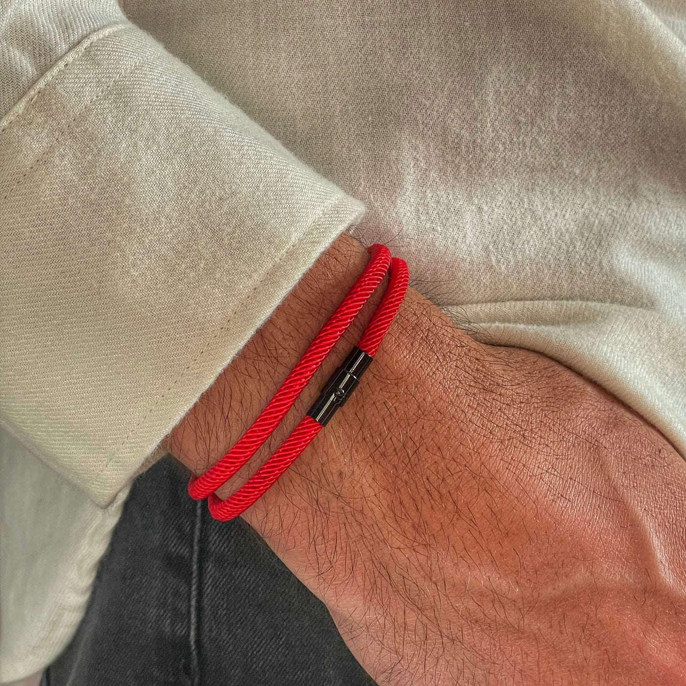 Milan Red Minimalist Wave Rope Bracelet - Mettz Signature