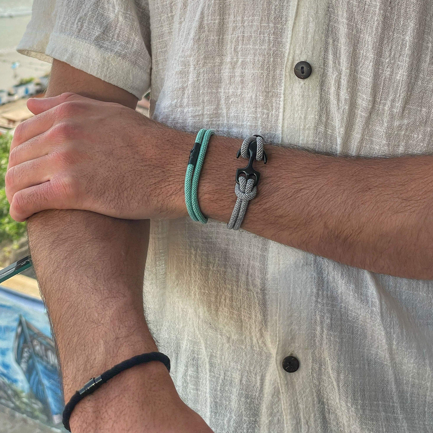 Milan Light Blue Minimalist Wave Rope Bracelet - Mettz Signature